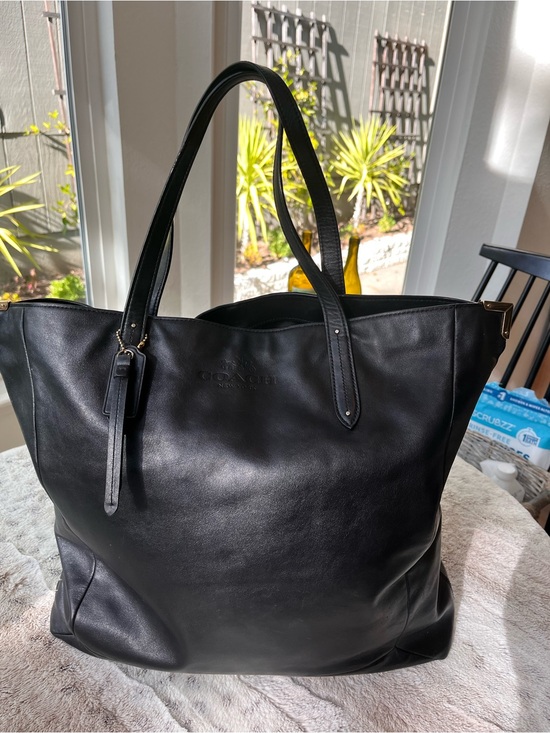 Coach Handbags - Authentic Coach Black Leather Tote Bag with Shoulder Straps